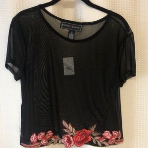 Black floral mesh top